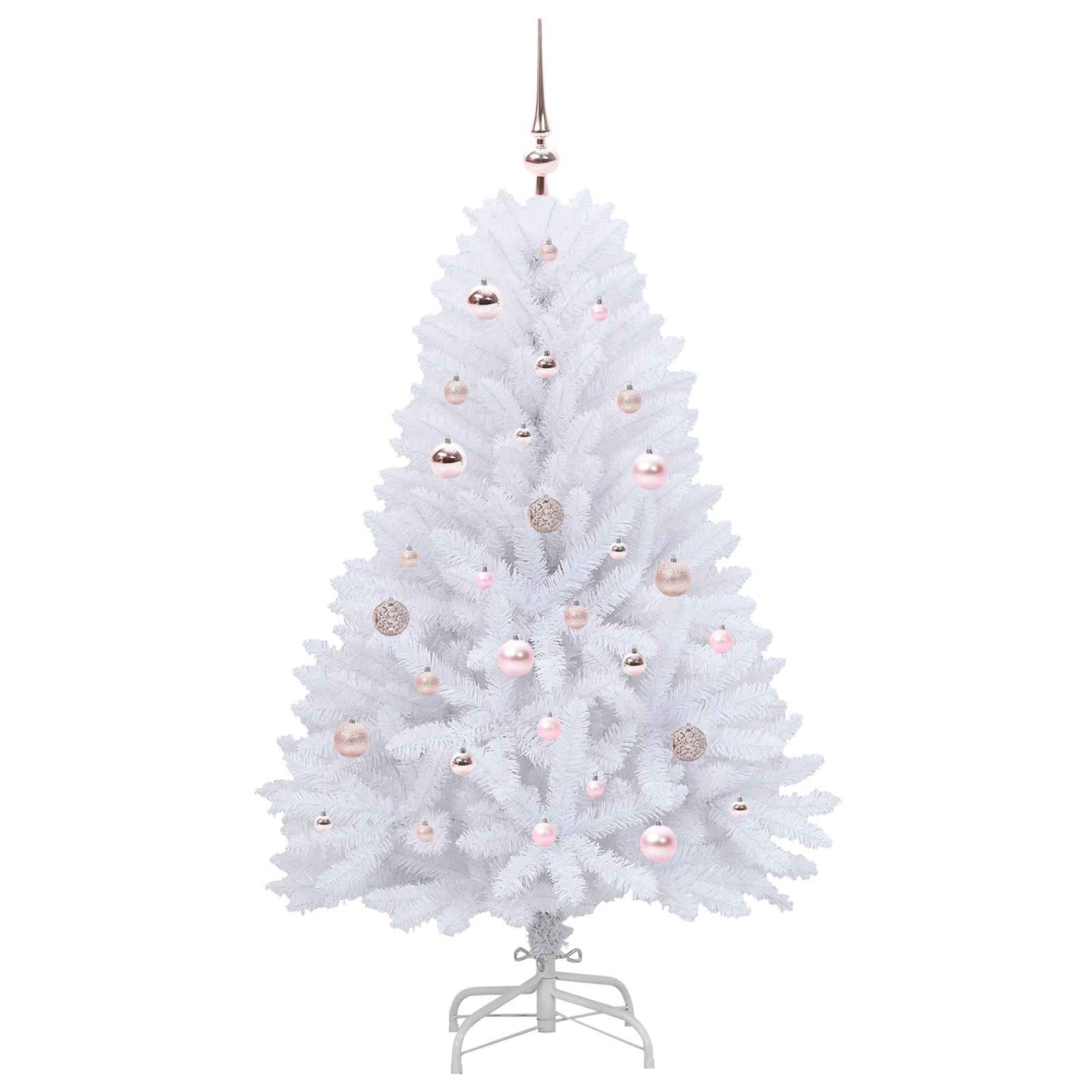 Kunstigt Hinged Juletræ med 150 LED'er Hvid 150 cm PVC og Stål