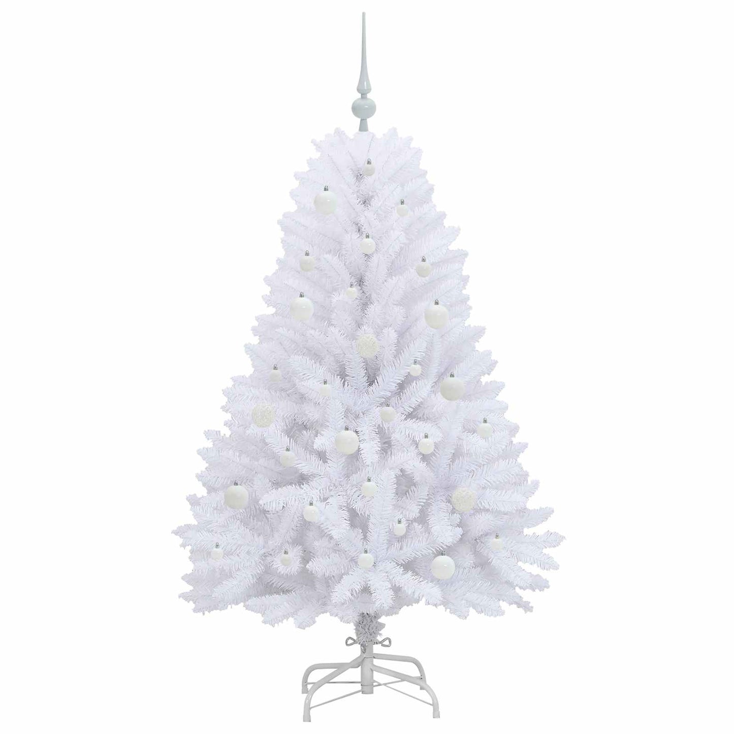 Kunstigt Hinged Juletræ med 150 LED'er Hvid 150 cm PVC og Stål