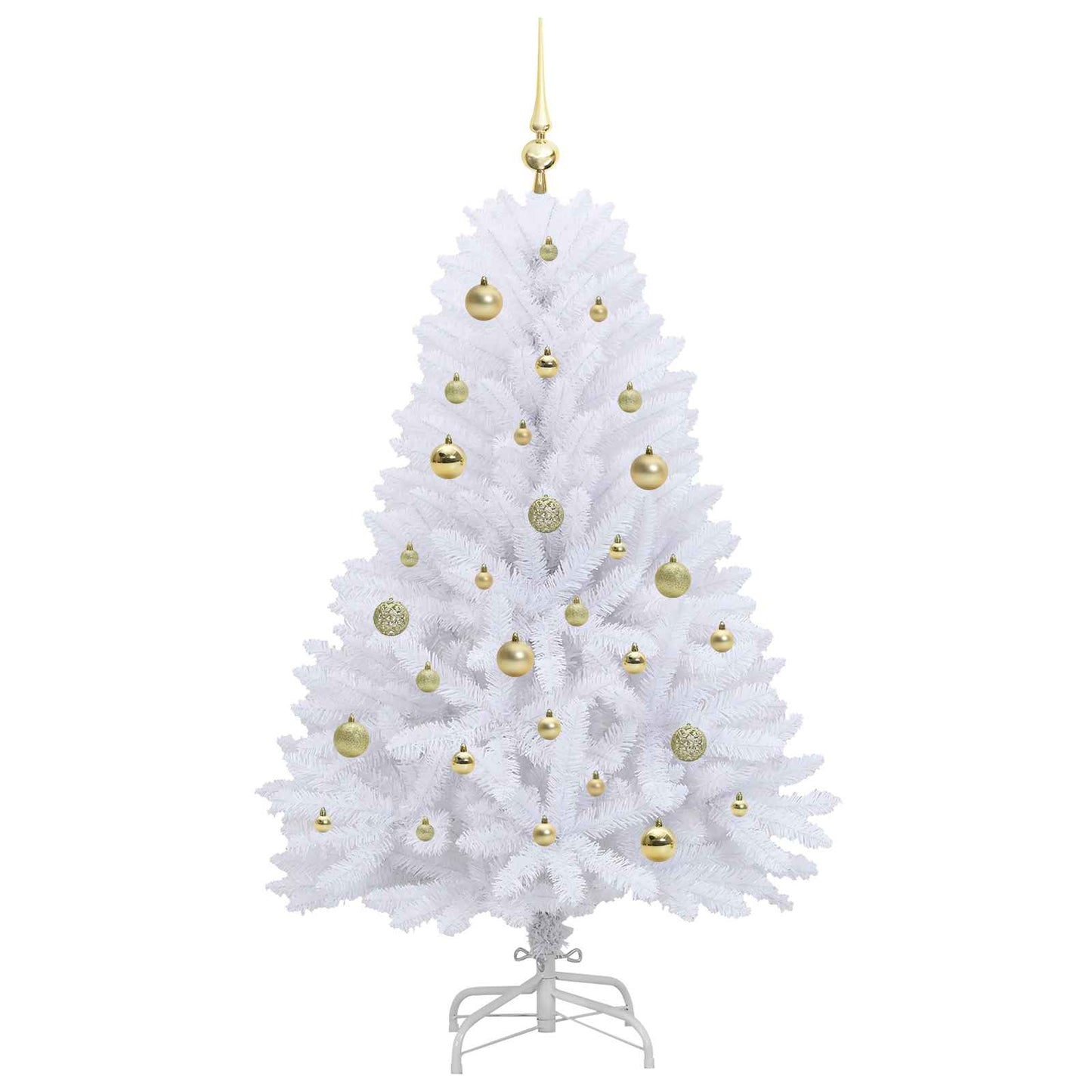Kunstigt Hinged Juletræ med 150 LED'er Hvid 150 cm PVC og Stål