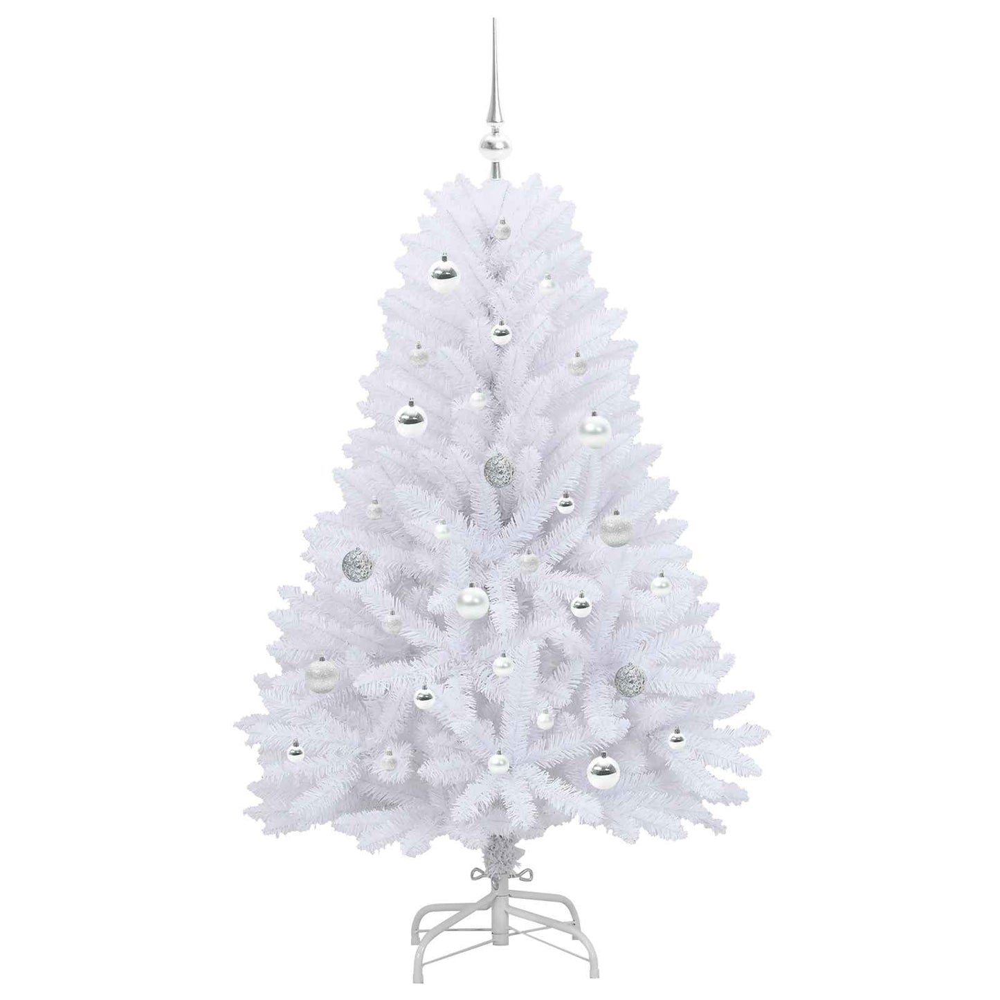 Kunstigt Hinged Juletræ med 150 LED'er Hvid 150 cm PVC og Stål