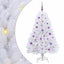Kunstigt Hinged Juletræ med 150 LED'er Hvid 150 cm PVC og Stål
