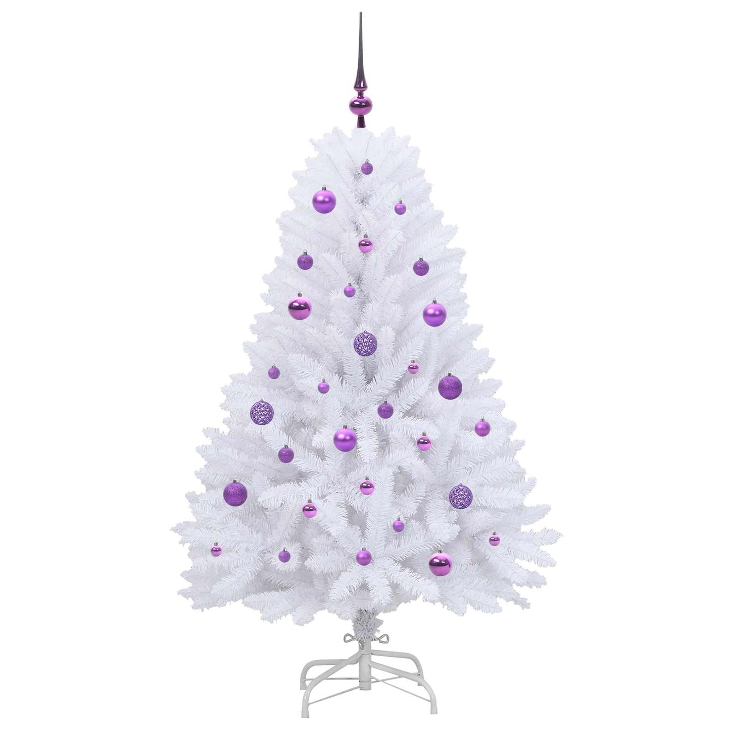 Kunstigt Hinged Juletræ med 150 LED'er Hvid 150 cm PVC og Stål