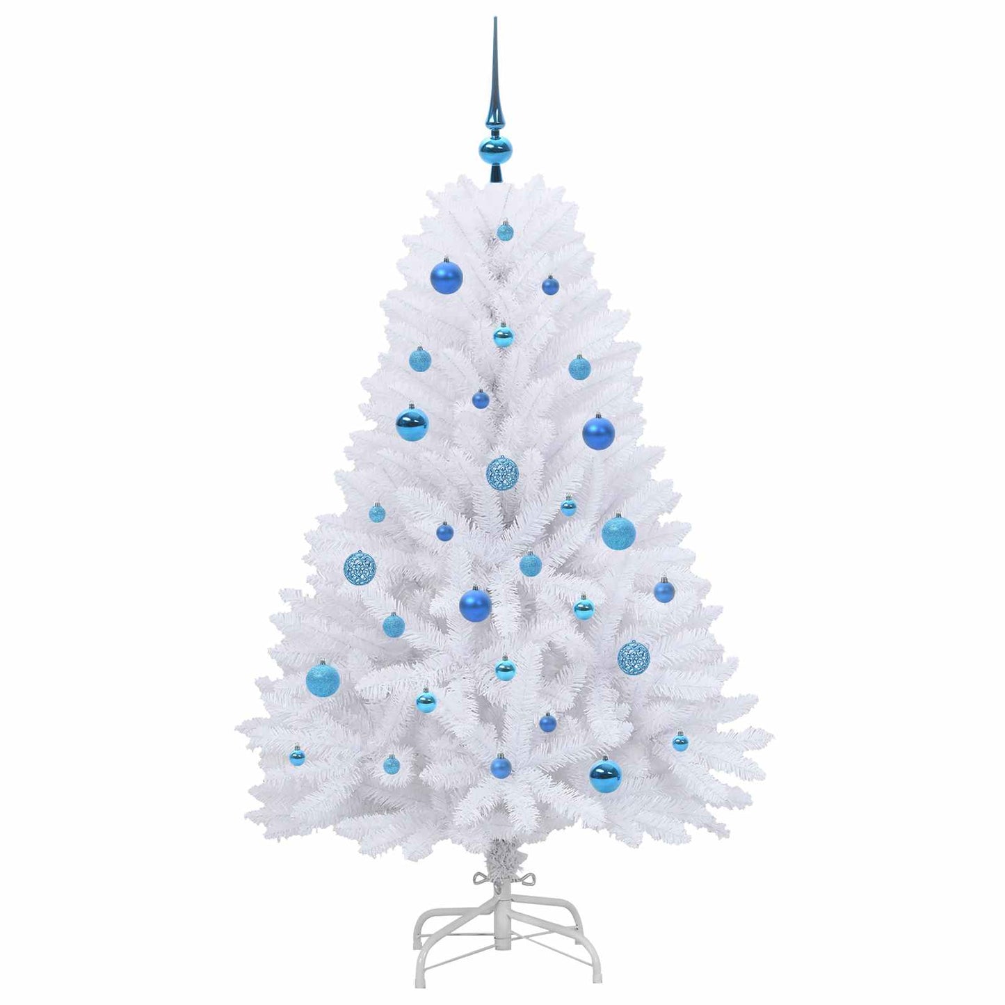 Kunstigt Hinged Juletræ med 150 LED'er Hvid 150 cm PVC og Stål