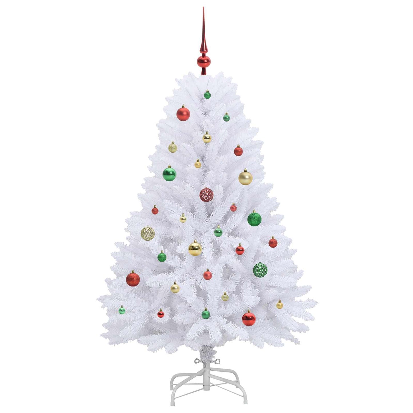 Kunstigt Hinged Juletræ med 150 LED'er Hvid 150 cm PVC og Stål