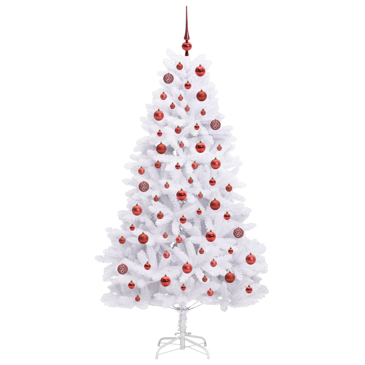 Kunstigt Hinged Juletræ med 300 LED'er Hvid 180 cm PVC og Stål