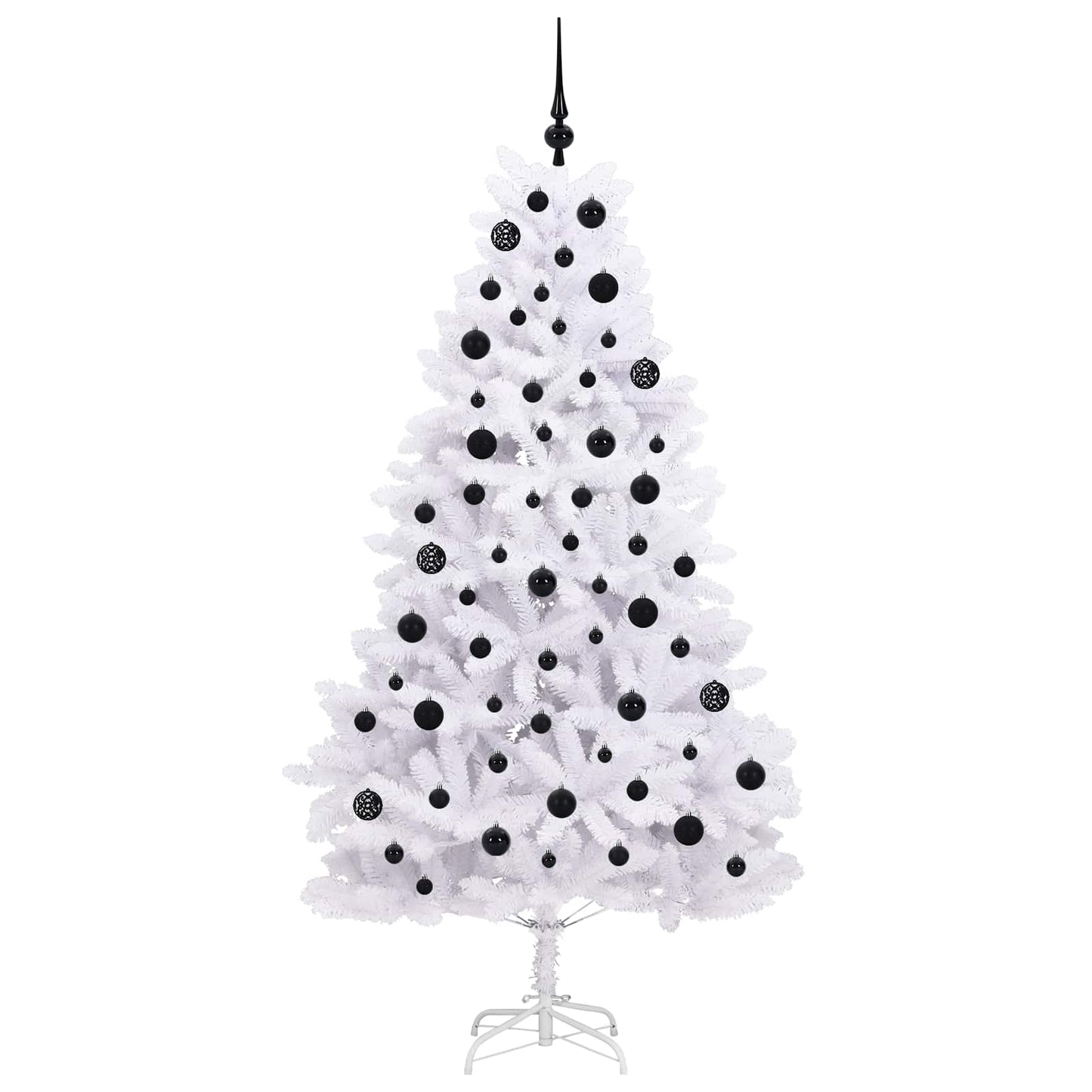 Kunstigt Hinged Juletræ med 300 LED'er Hvid 180 cm PVC og Stål