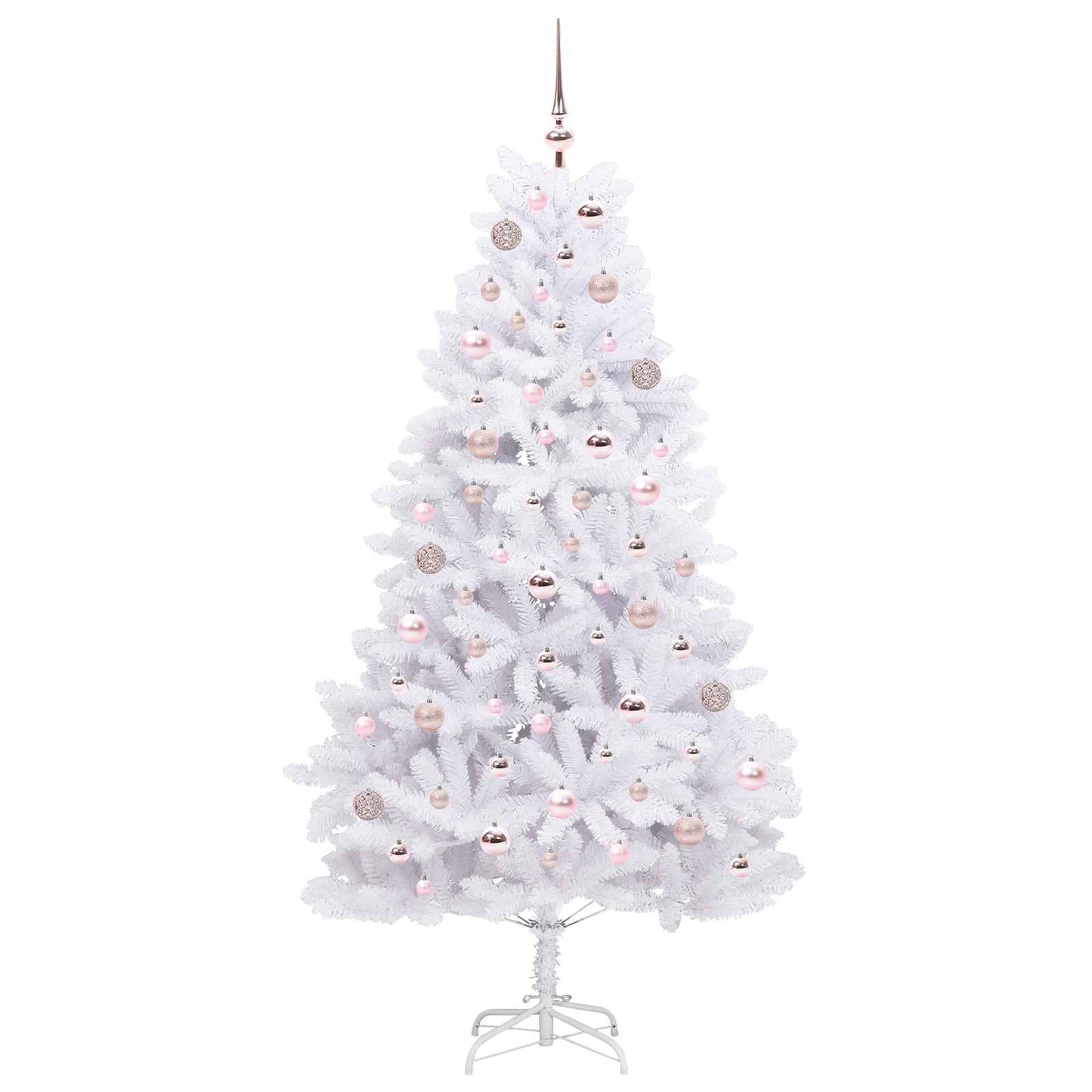 Kunstigt Hinged Juletræ med 300 LED'er Hvid 180 cm PVC og Stål