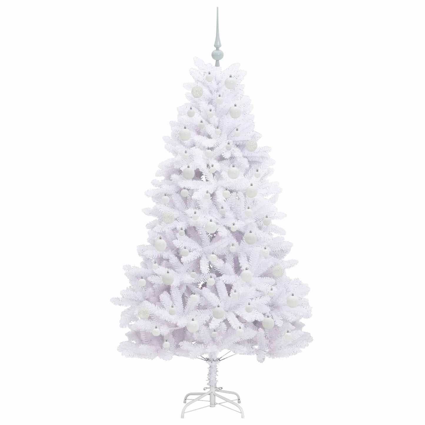 Kunstigt Hinged Juletræ med 300 LED'er Hvid 180 cm PVC og Stål