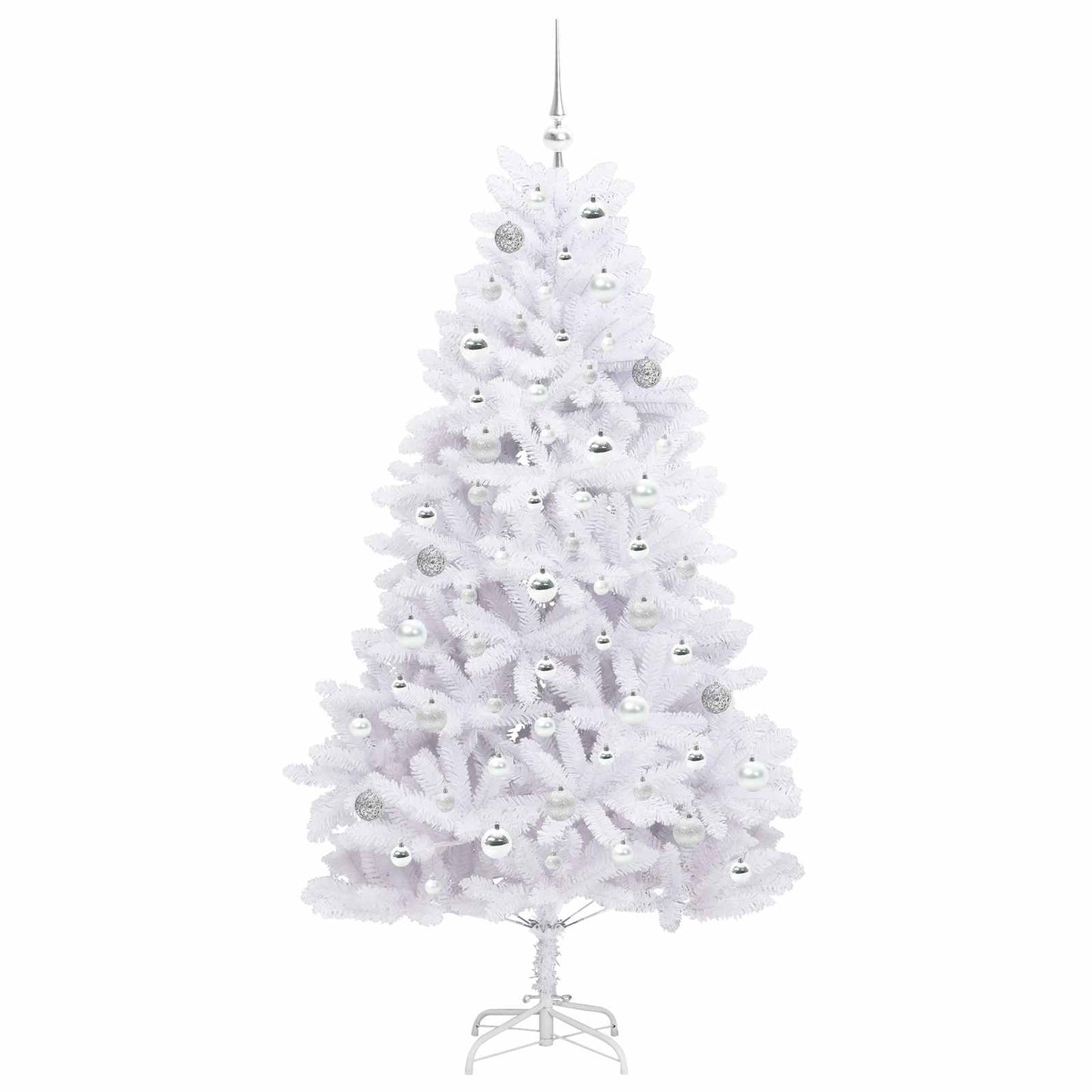 Kunstigt Hinged Juletræ med 300 LED'er Hvid 180 cm PVC og Stål