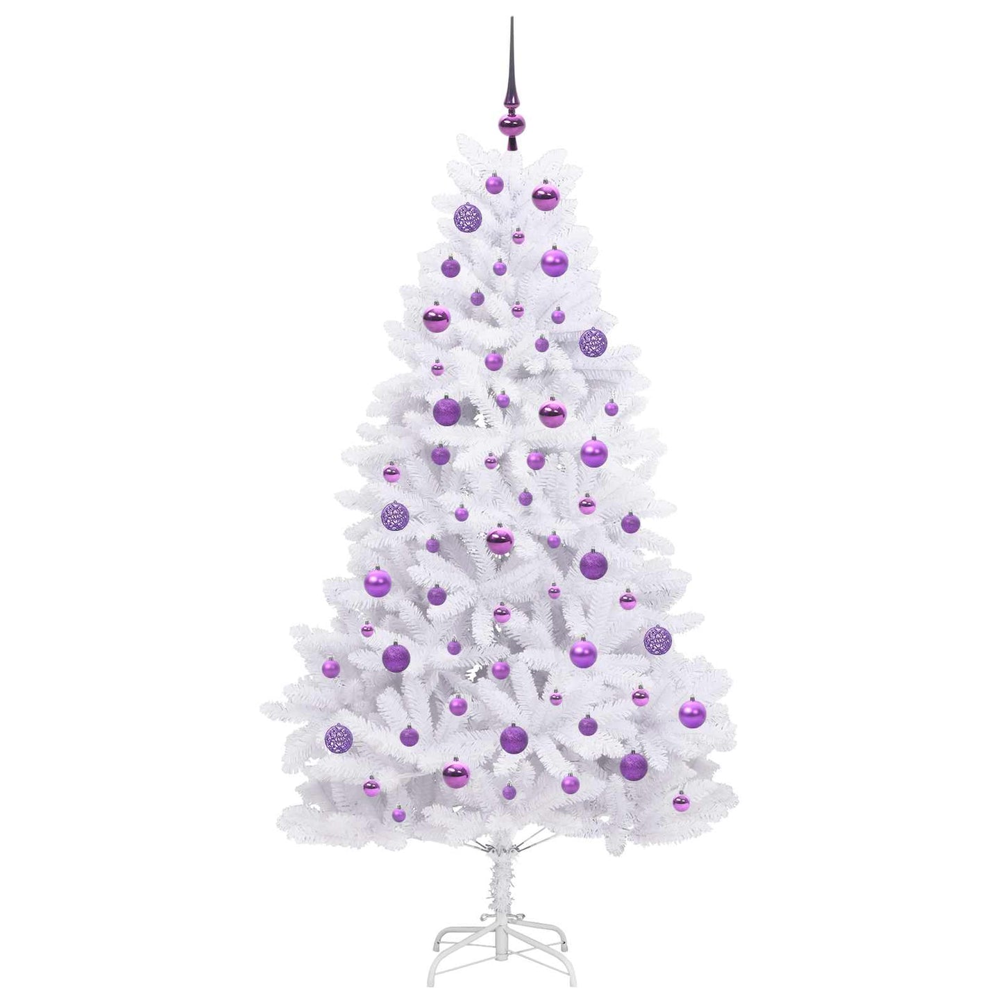 Kunstigt Hinged Juletræ med 300 LED'er Hvid 180 cm PVC og Stål