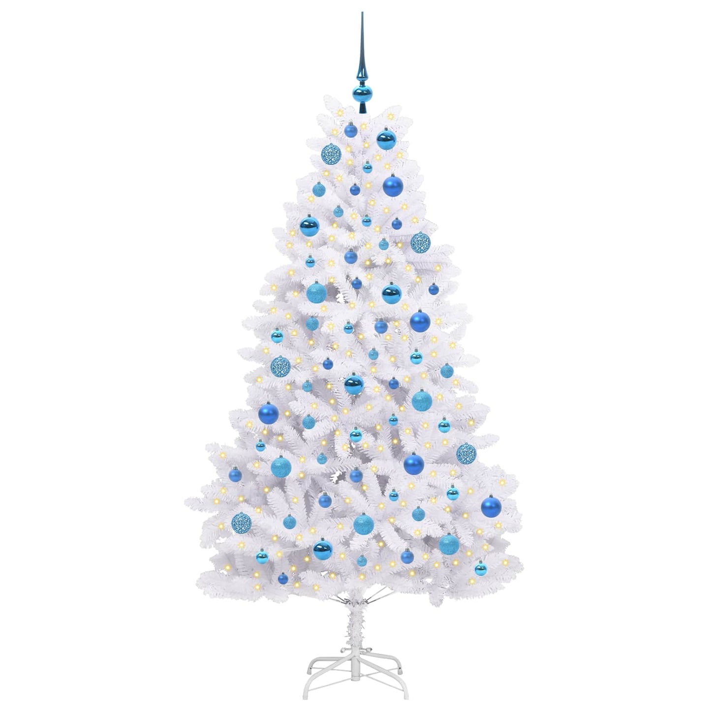 Kunstigt Hinged Juletræ med 300 LED'er Hvid 180 cm PVC og Stål