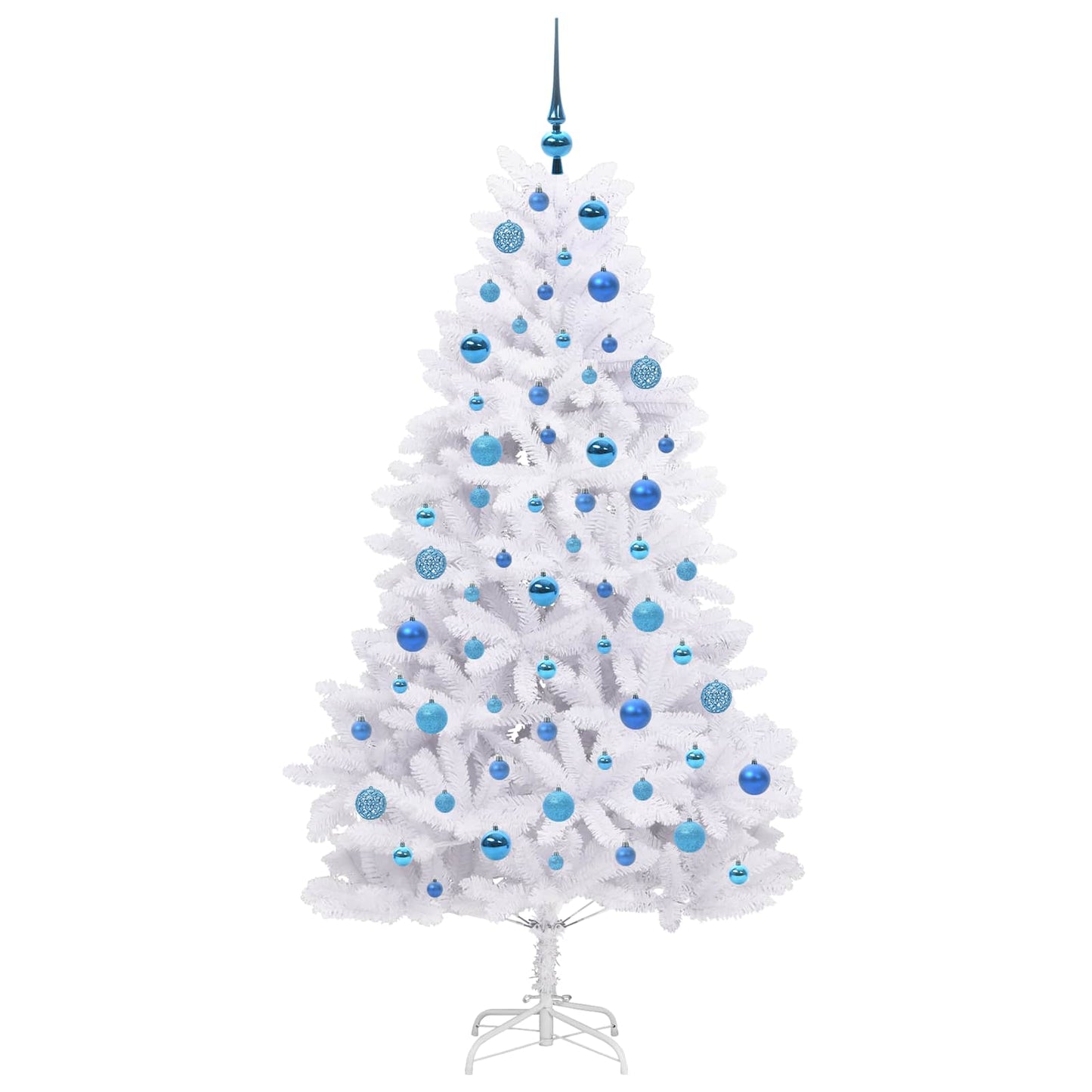 Kunstigt Hinged Juletræ med 300 LED'er Hvid 180 cm PVC og Stål