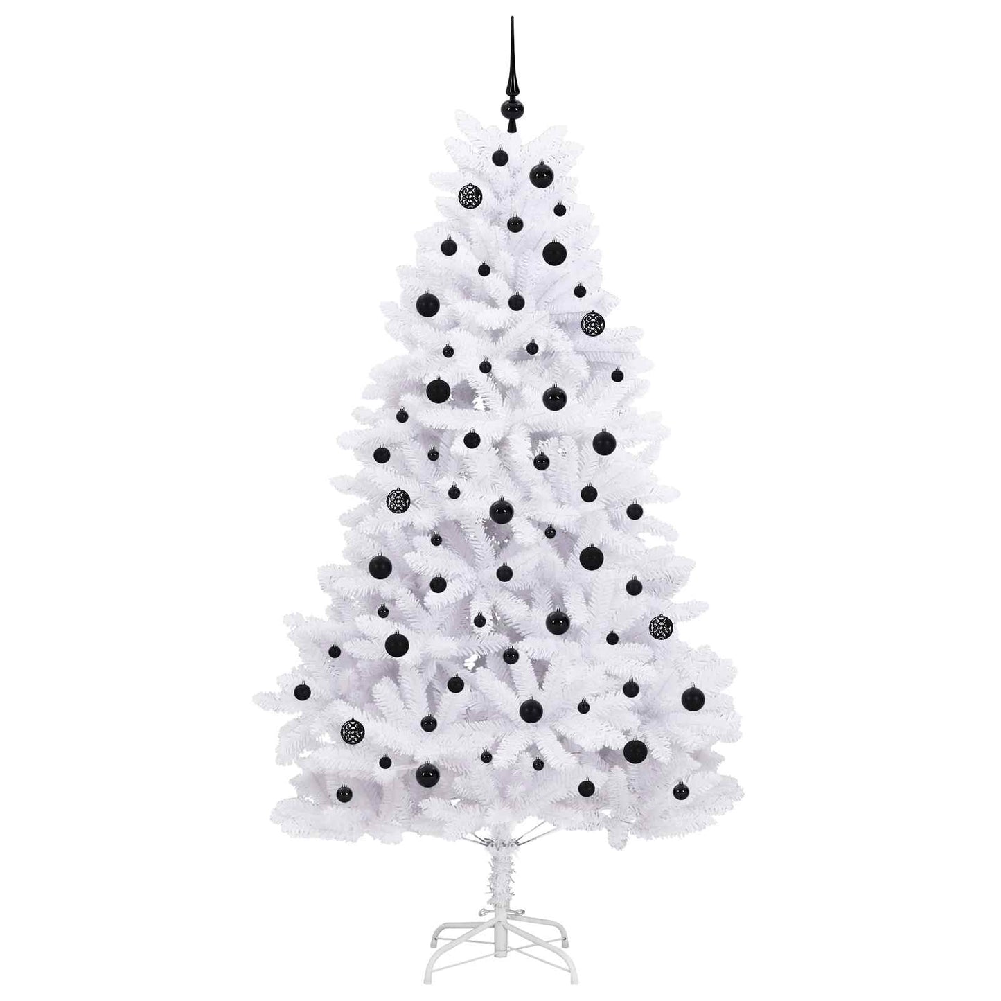 Kunstigt Hinged Juletræ med 300 LED'er Hvid 210 cm PVC og Stål