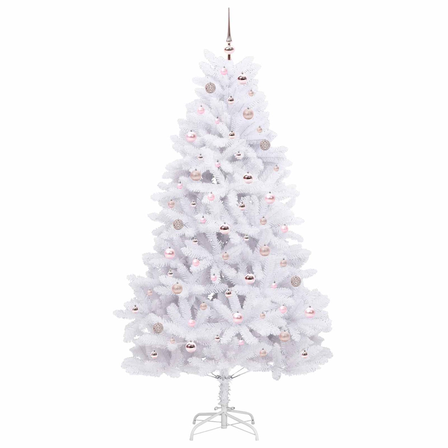 Kunstigt Hinged Juletræ med 300 LED'er Hvid 210 cm PVC og Stål