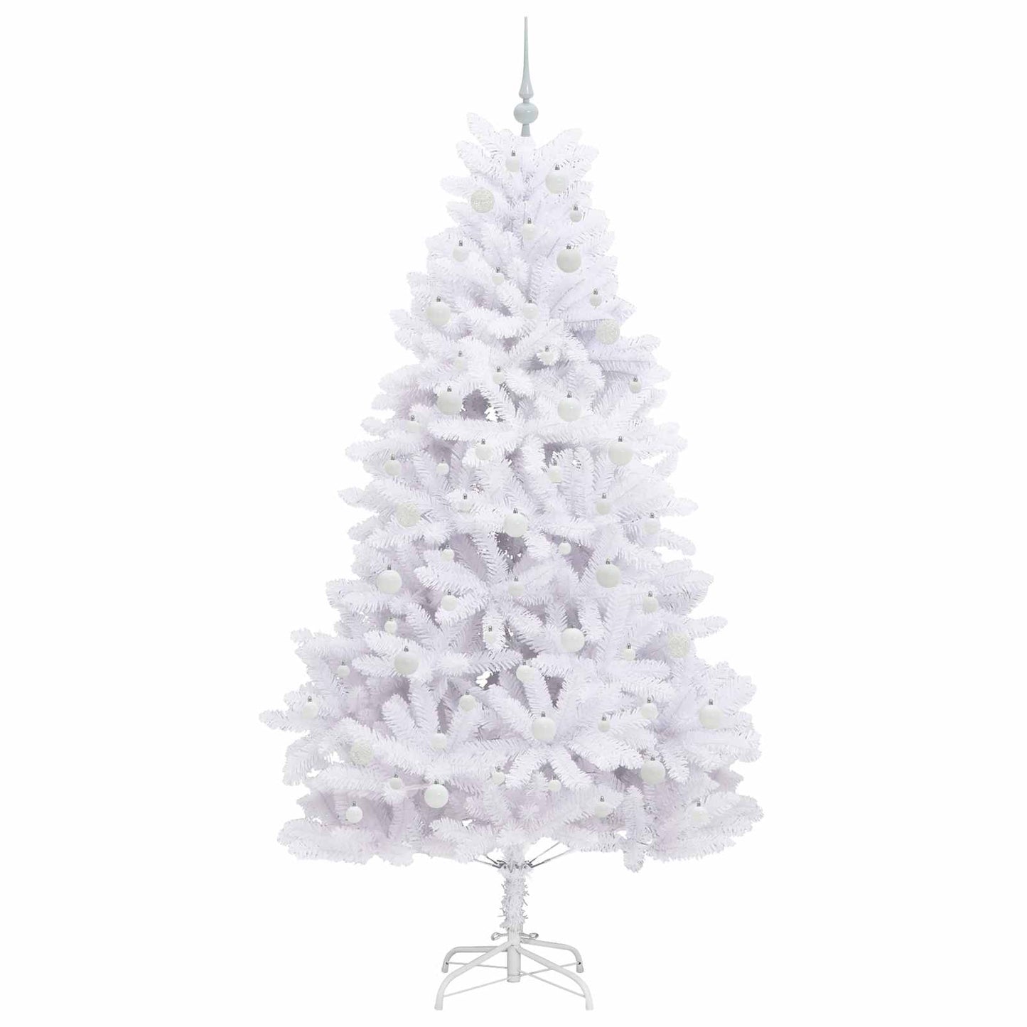 Kunstigt Hinged Juletræ med 300 LED'er Hvid 210 cm PVC og Stål