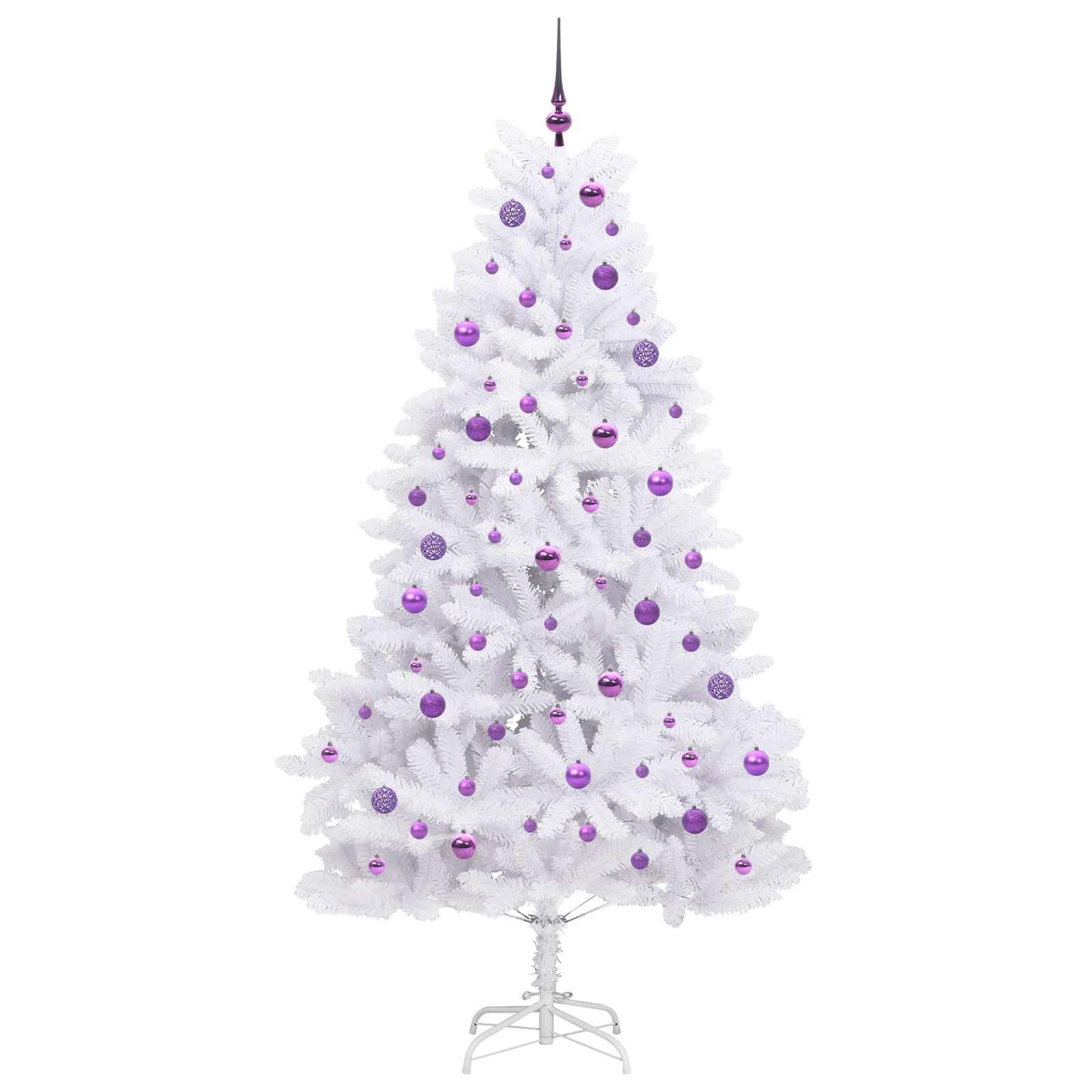Kunstigt Hinged Juletræ med 300 LED'er Hvid 210 cm PVC og Stål