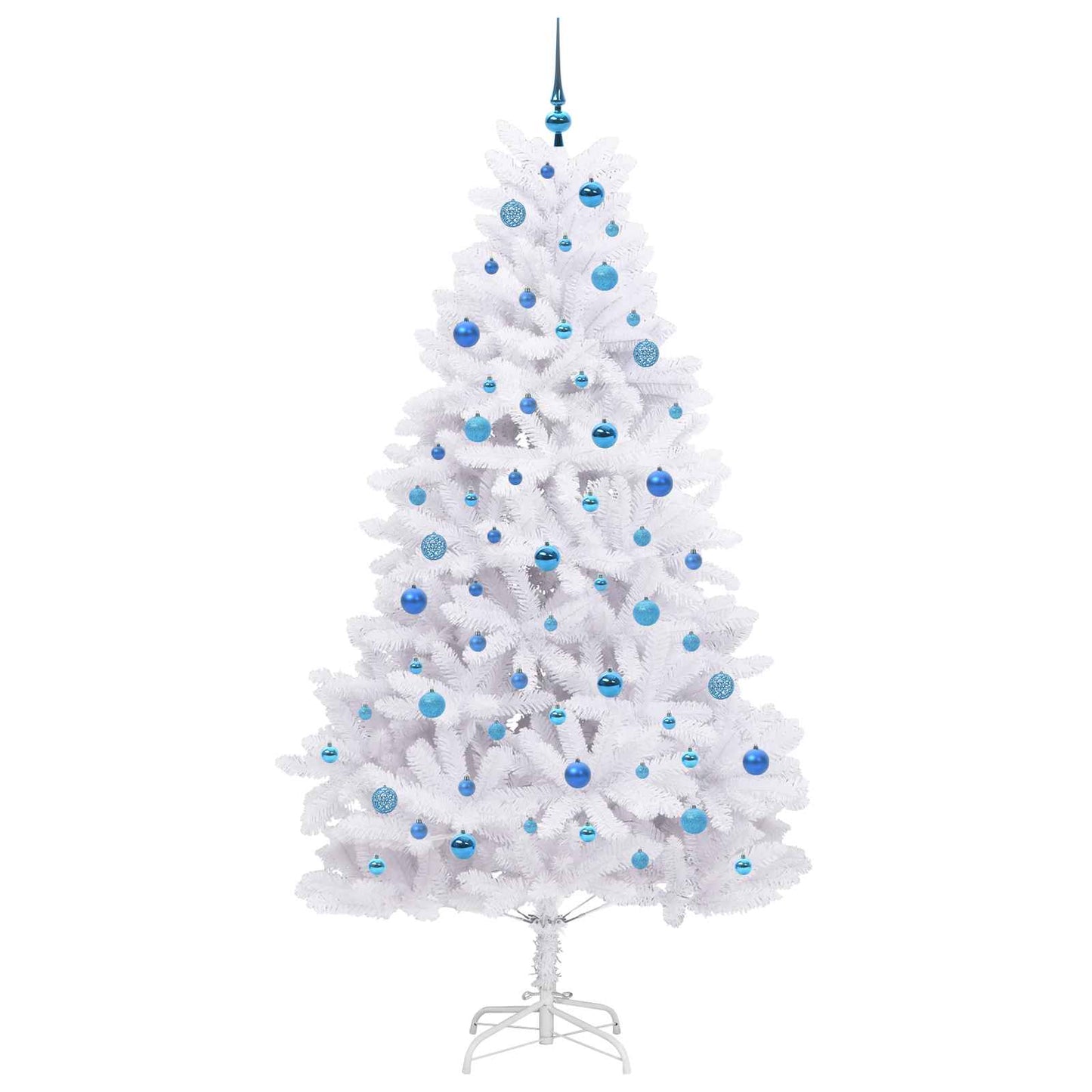 Kunstigt Hinged Juletræ med 300 LED'er Hvid 210 cm PVC og Stål