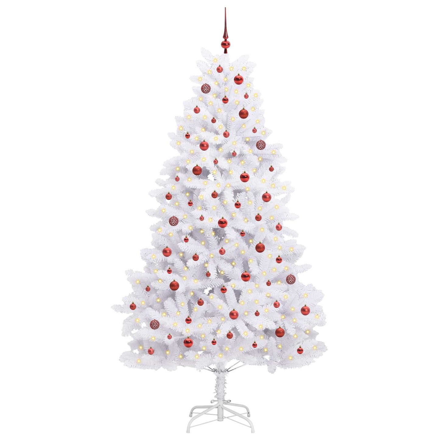 Kunstigt Hinged Juletræ med 300 LED'er Hvid 240 cm PVC og Stål
