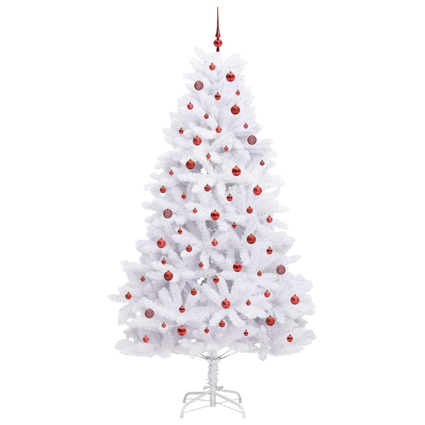 Kunstigt Hinged Juletræ med 300 LED'er Hvid 240 cm PVC og Stål