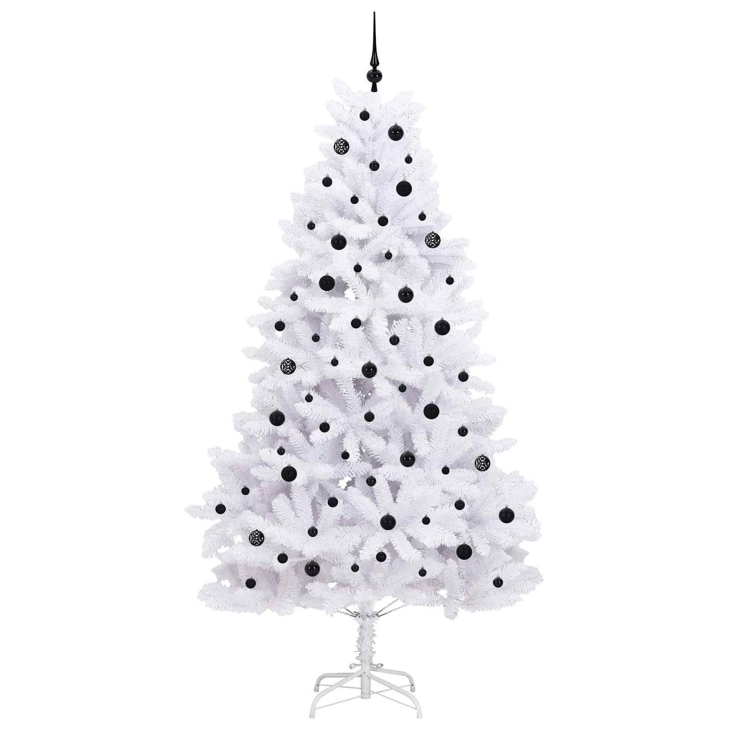 Kunstigt Hinged Juletræ med 300 LED'er Hvid 240 cm PVC og Stål