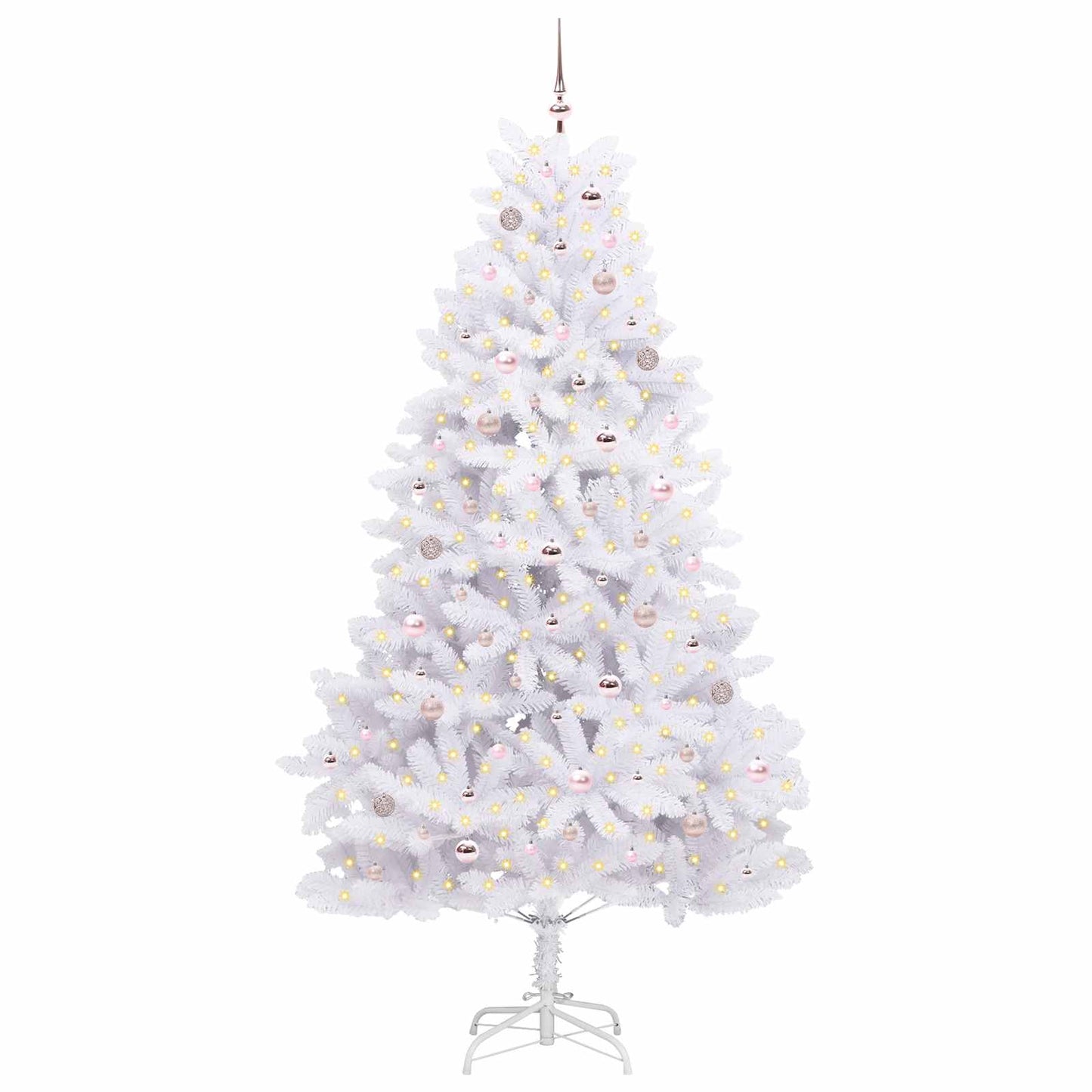 Kunstigt Hinged Juletræ med 300 LED'er Hvid 240 cm PVC og Stål