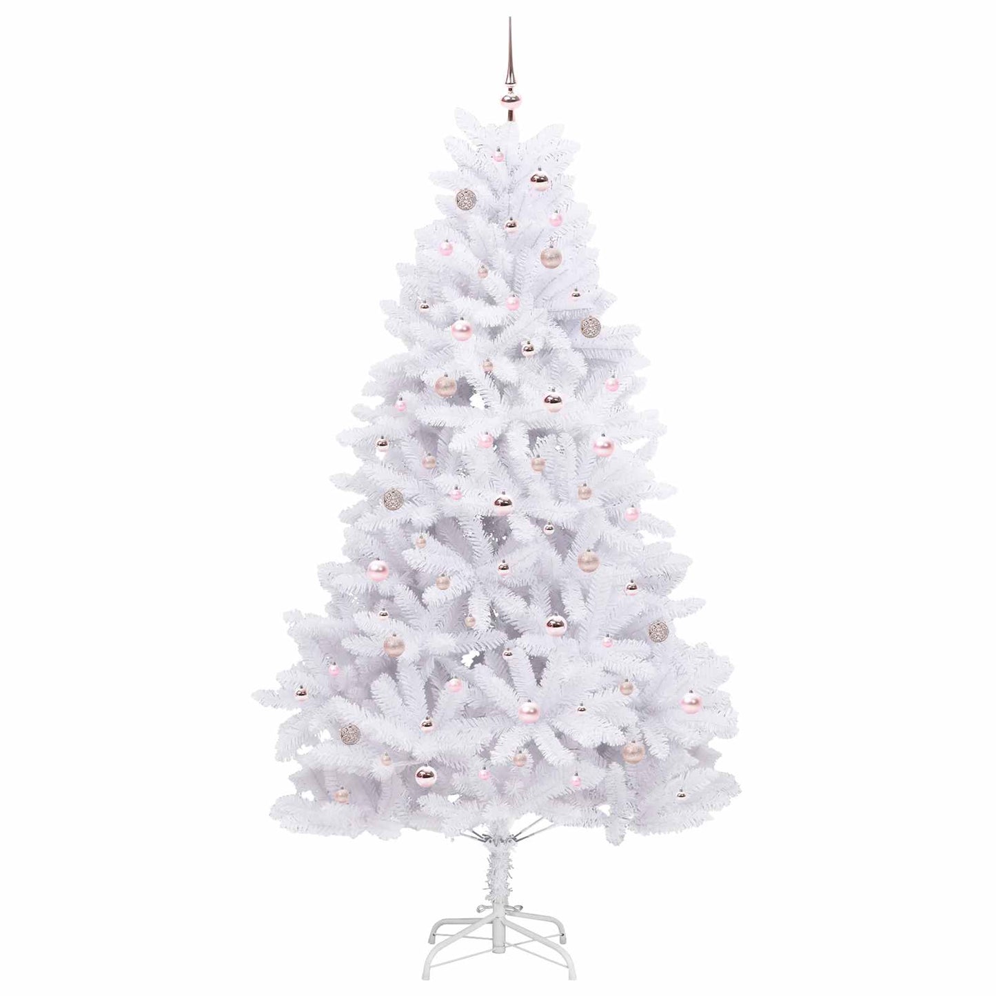 Kunstigt Hinged Juletræ med 300 LED'er Hvid 240 cm PVC og Stål