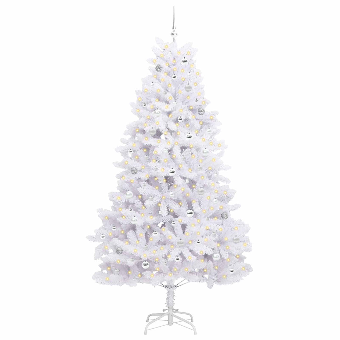 Kunstigt Hinged Juletræ med 300 LED'er Hvid 240 cm PVC og Stål