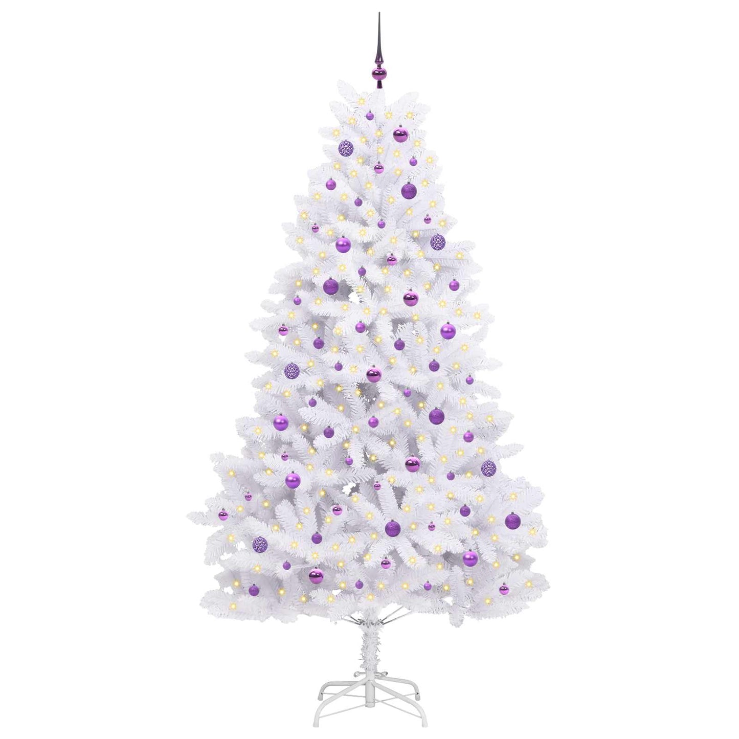 Kunstigt Hinged Juletræ med 300 LED'er Hvid 240 cm PVC og Stål