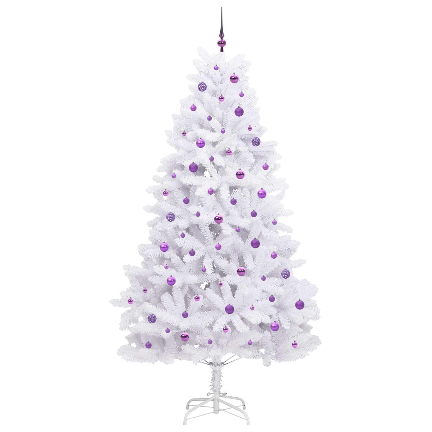 Kunstigt Hinged Juletræ med 300 LED'er Hvid 240 cm PVC og Stål
