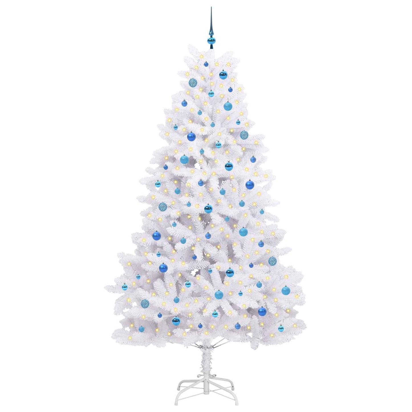 Kunstigt Hinged Juletræ med 300 LED'er Hvid 240 cm PVC og Stål