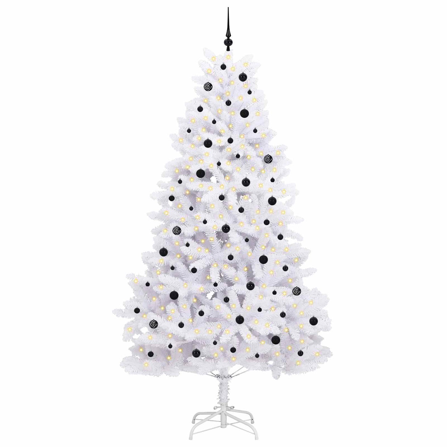 Kunstigt Hinged Juletræ med 300 LED'er Hvid 270 cm PVC og Stål