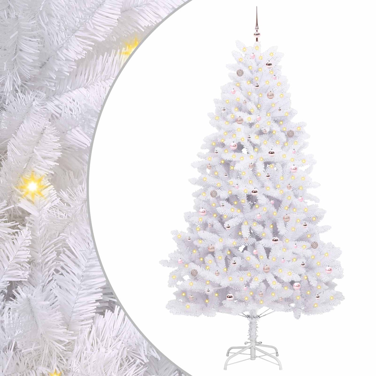 Kunstigt Hinged Juletræ med 300 LED'er Hvid 270 cm PVC og Stål