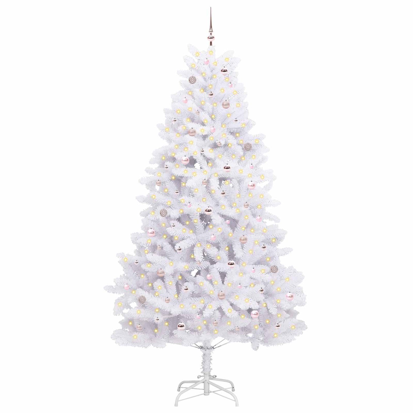 Kunstigt Hinged Juletræ med 300 LED'er Hvid 270 cm PVC og Stål