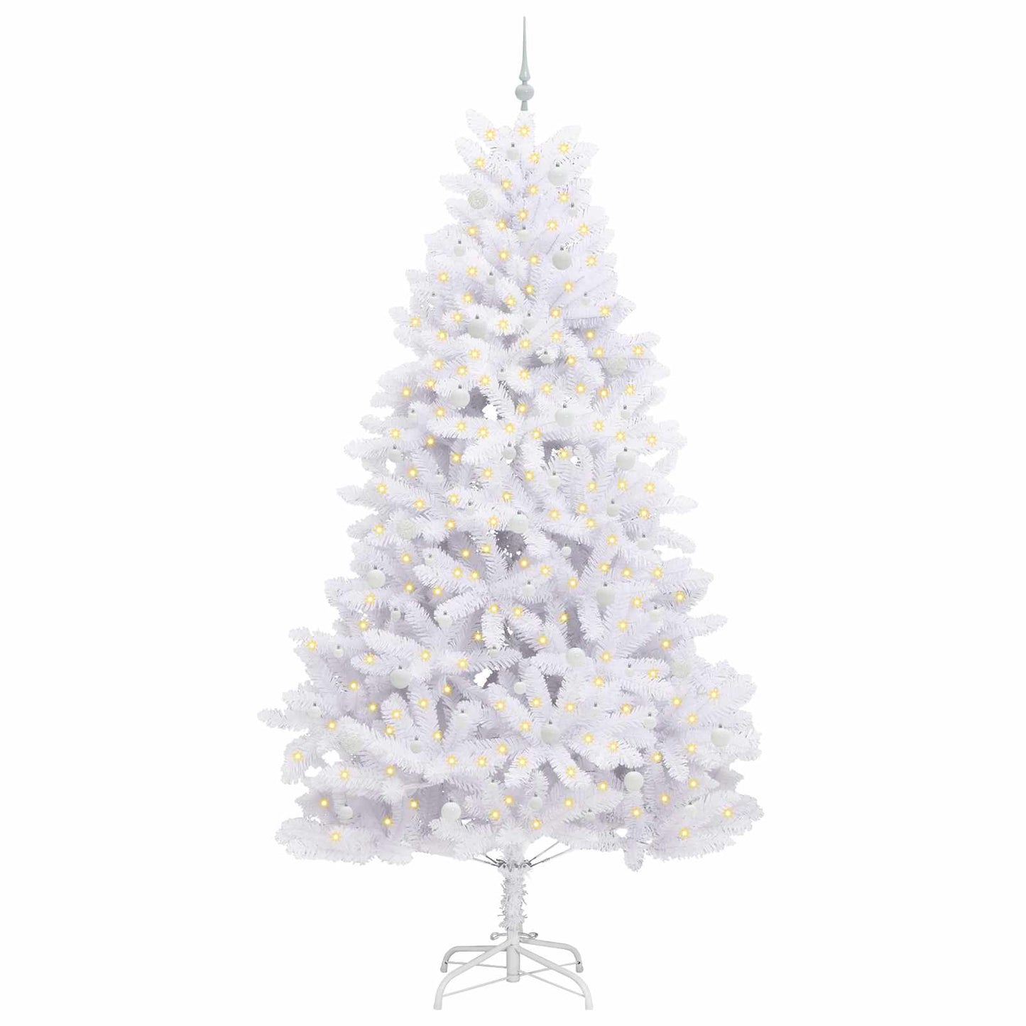 Kunstigt Hinged Juletræ med 300 LED'er Hvid 270 cm PVC og Stål