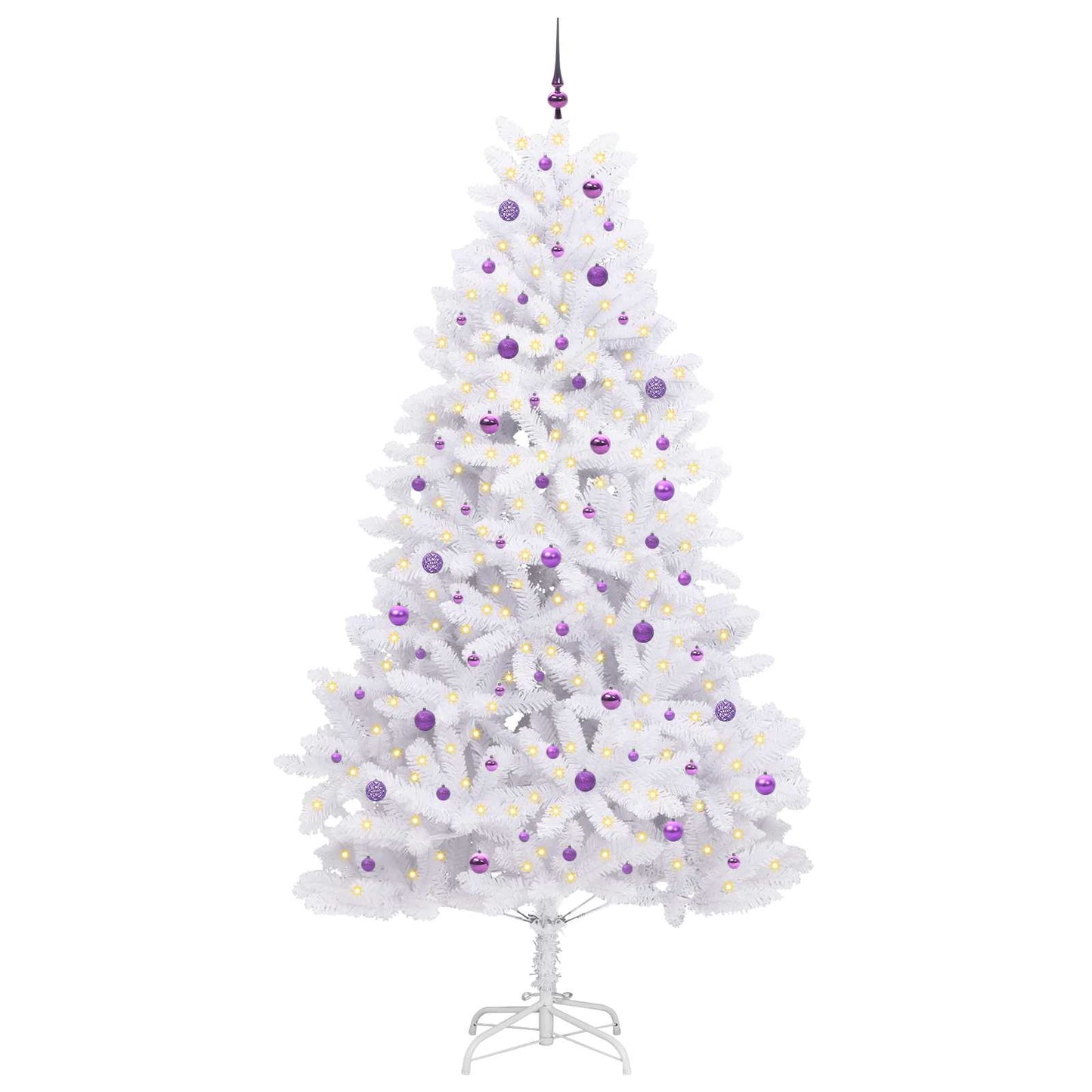 Kunstigt Hinged Juletræ med 300 LED'er Hvid 270 cm PVC og Stål