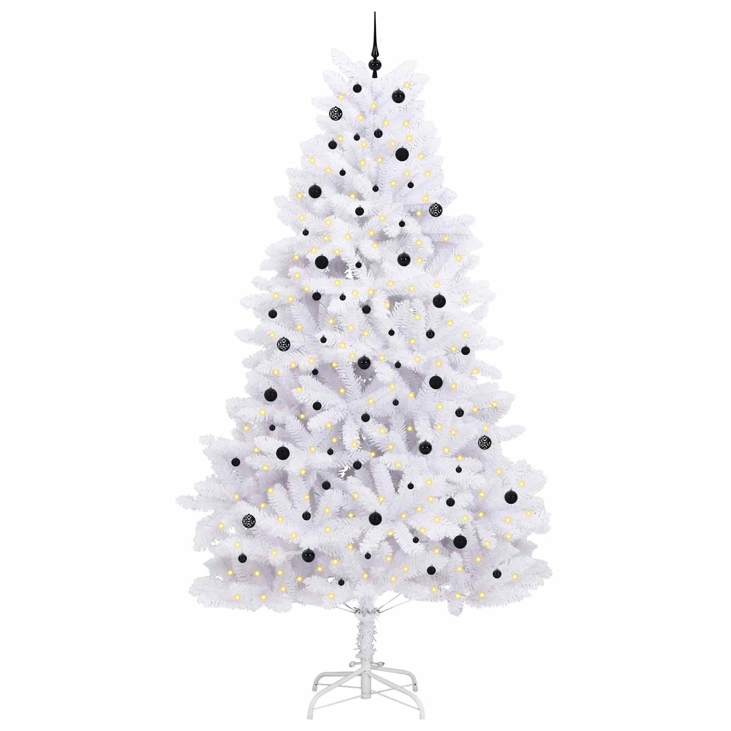 Kunstigt Hinged Juletræ med 300 LED'er Hvid 300 cm PVC og Stål
