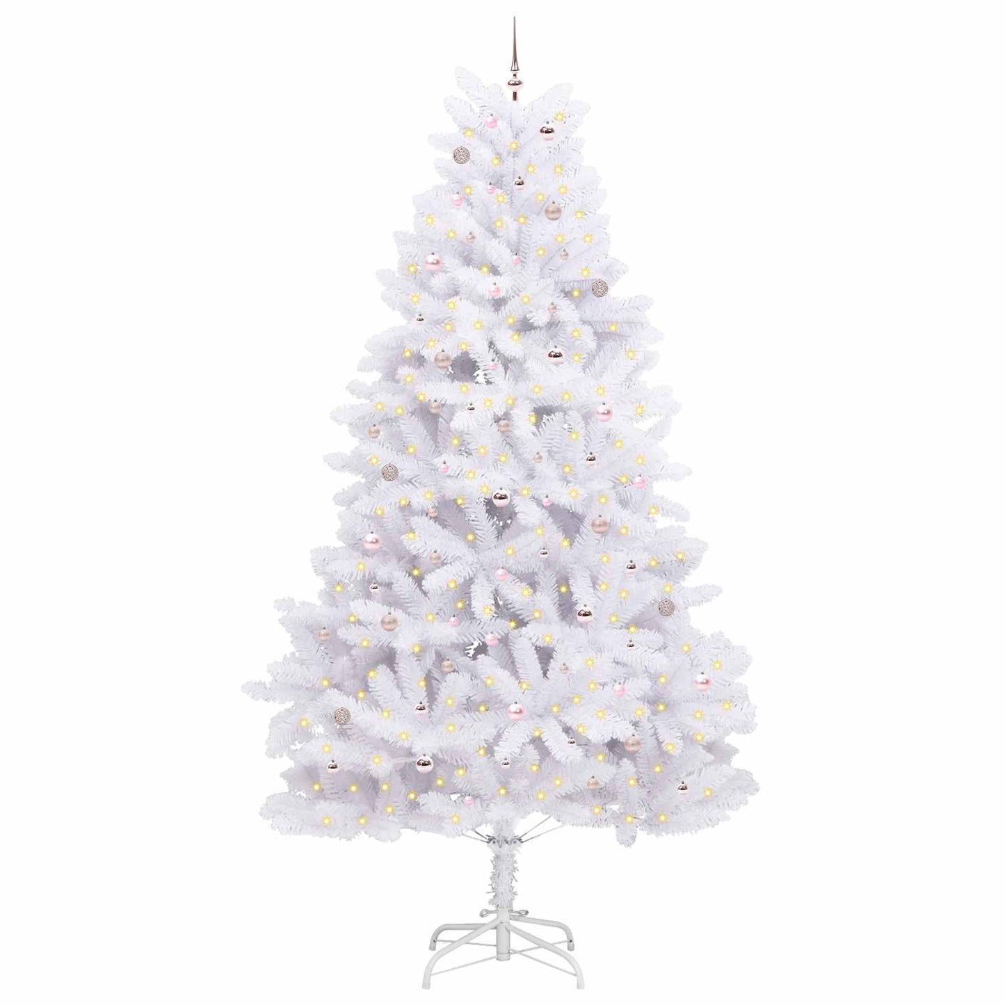 Kunstigt Hinged Juletræ med 300 LED'er Hvid 300 cm PVC og Stål