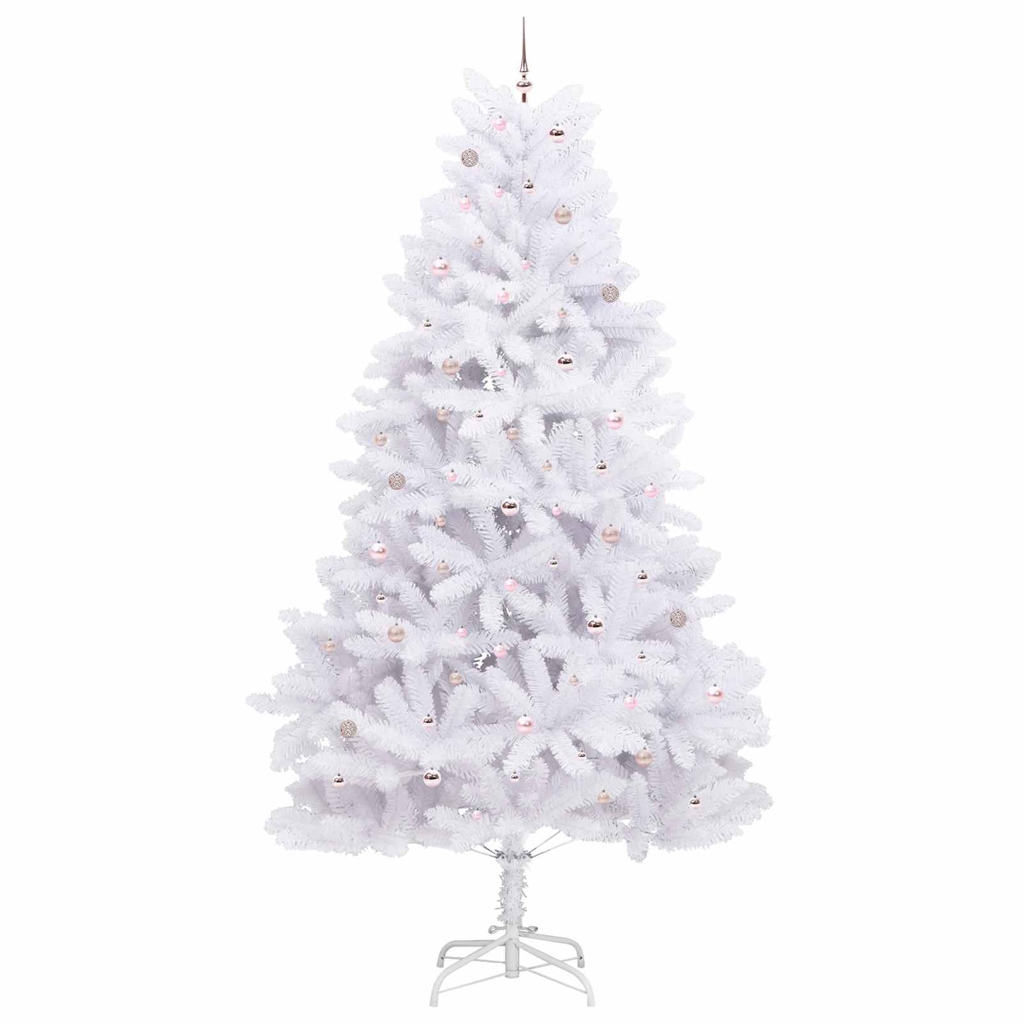 Kunstigt Hinged Juletræ med 300 LED'er Hvid 300 cm PVC og Stål