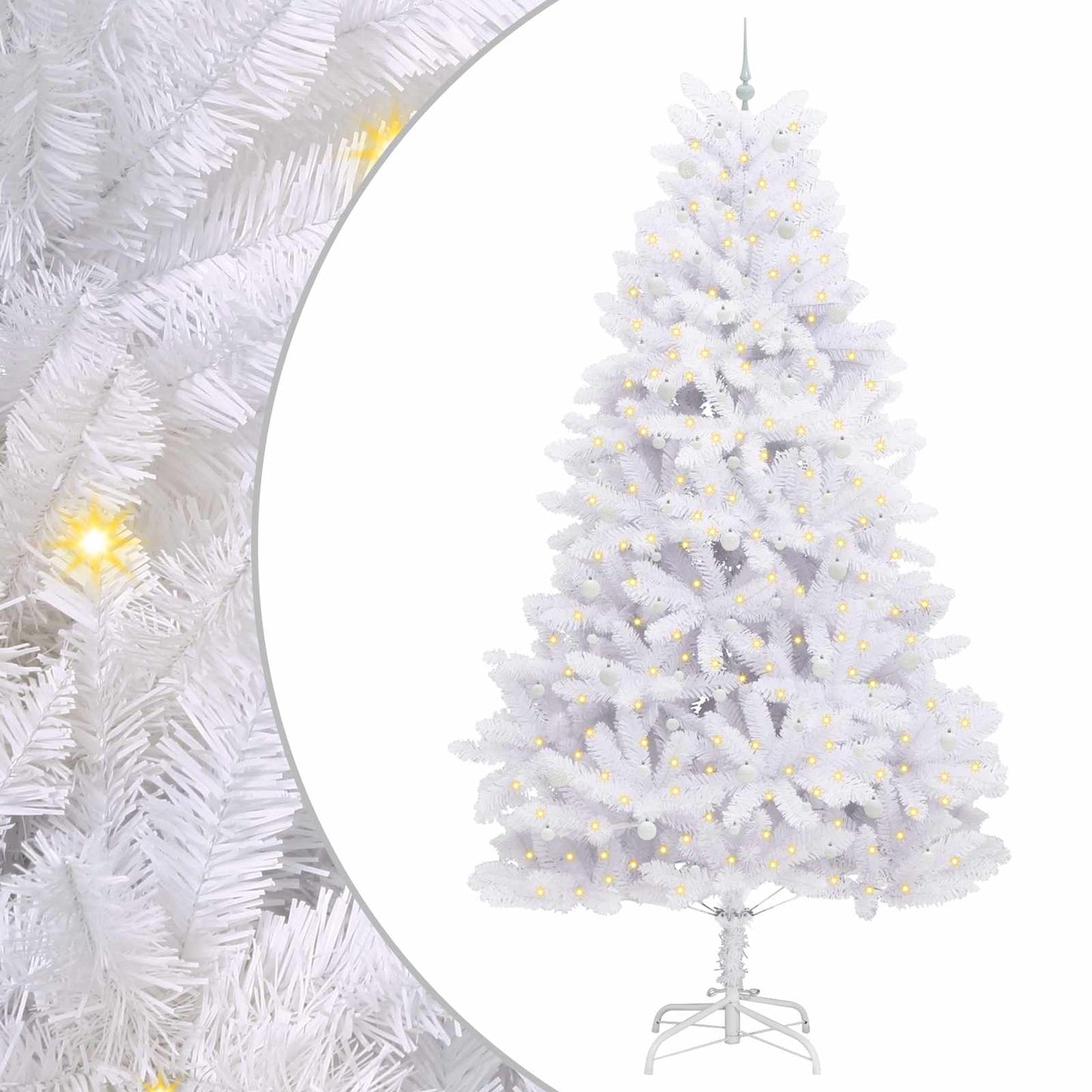 Kunstigt Hinged Juletræ med 300 LED'er Hvid 300 cm PVC og Stål