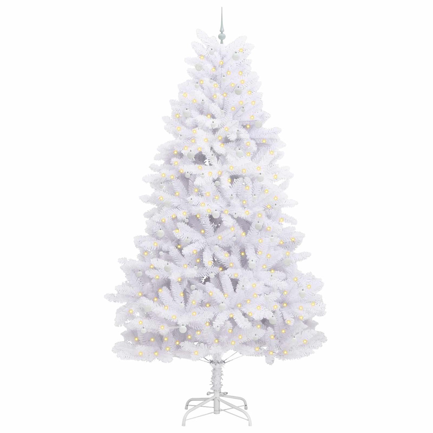 Kunstigt Hinged Juletræ med 300 LED'er Hvid 300 cm PVC og Stål