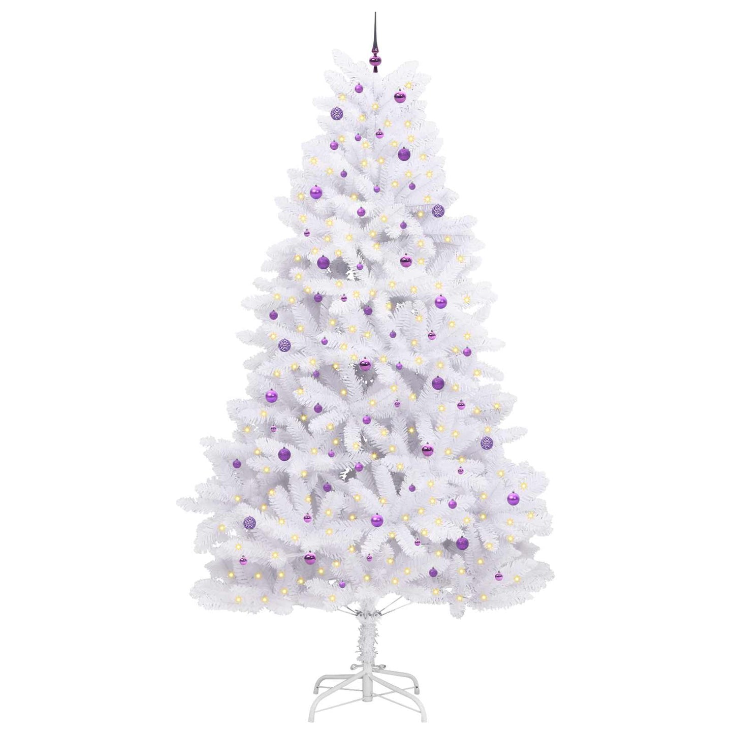 Kunstigt Hinged Juletræ med 300 LED'er Hvid 300 cm PVC og Stål