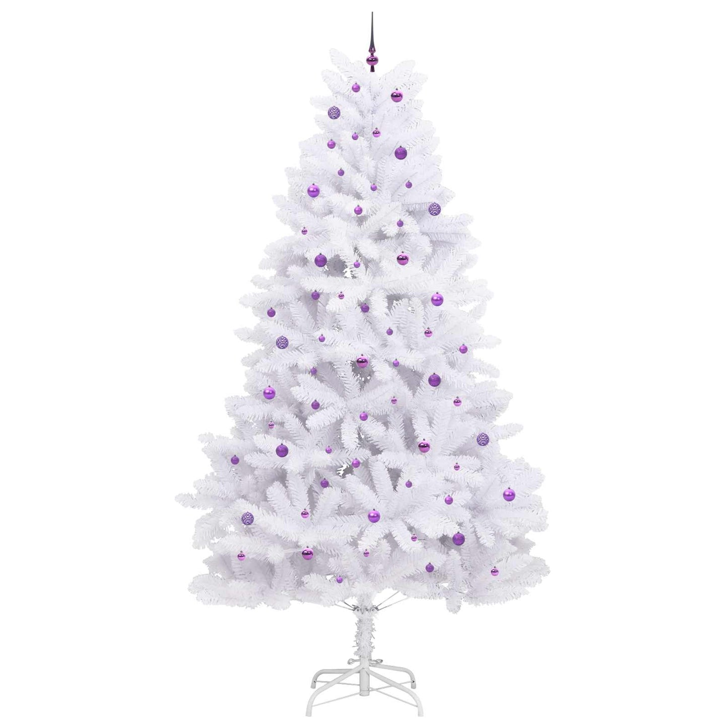 Kunstigt Hinged Juletræ med 300 LED'er Hvid 300 cm PVC og Stål
