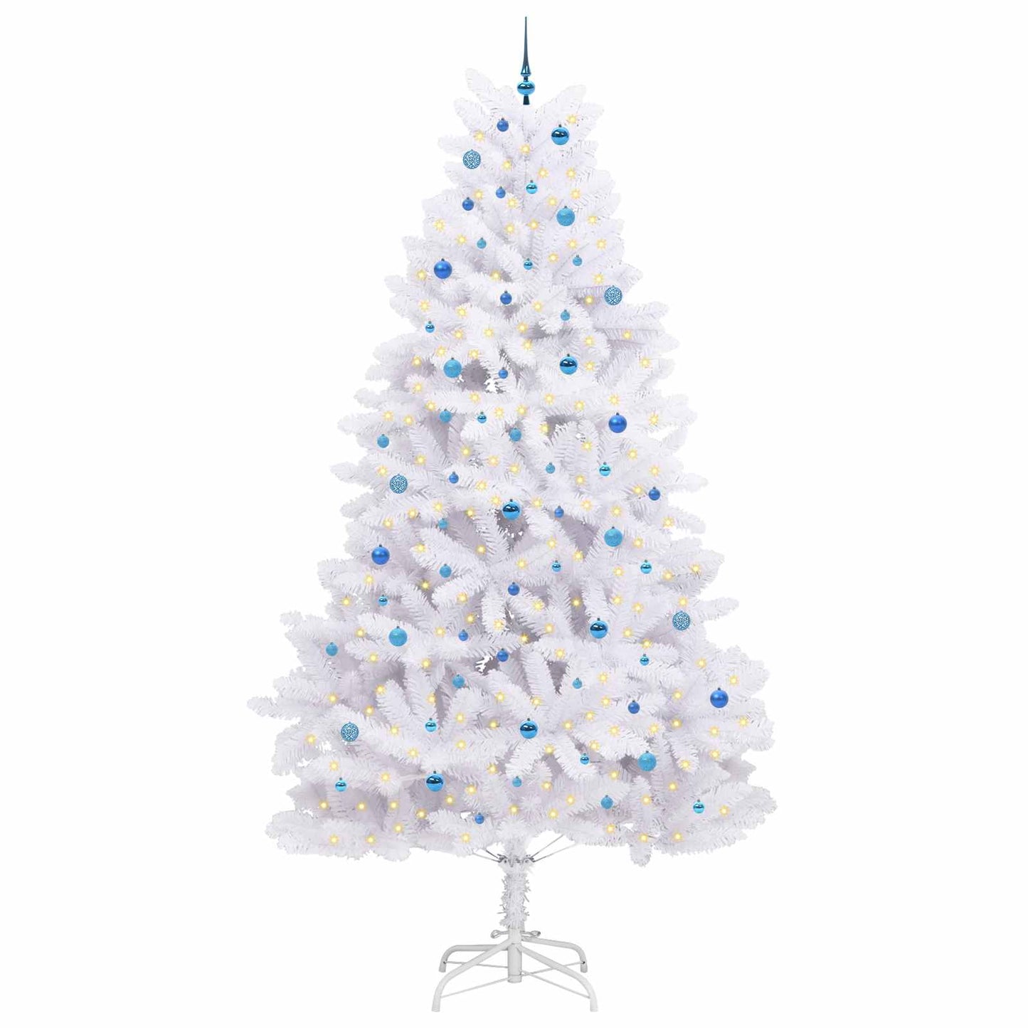 Kunstigt Hinged Juletræ med 300 LED'er Hvid 300 cm PVC og Stål