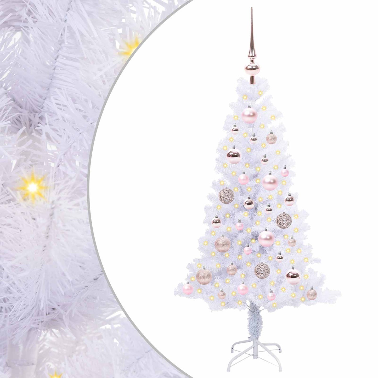 Kunstigt juletræ med 150 LED'er Hvid 120 cm PVC og Stål