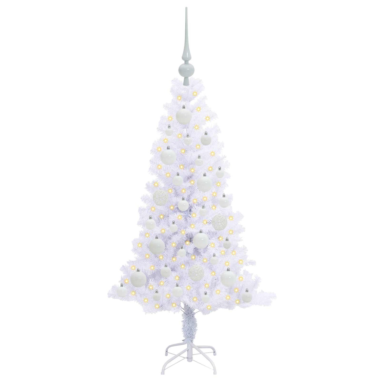 Kunstigt juletræ med 150 LED'er Hvid 120 cm PVC og Stål