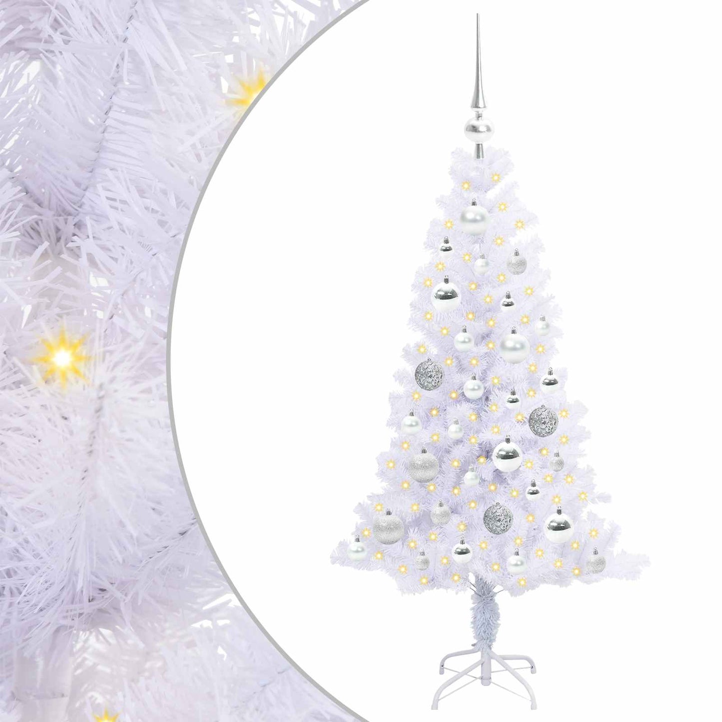 Kunstigt juletræ med 150 LED'er Hvid 120 cm PVC og Stål