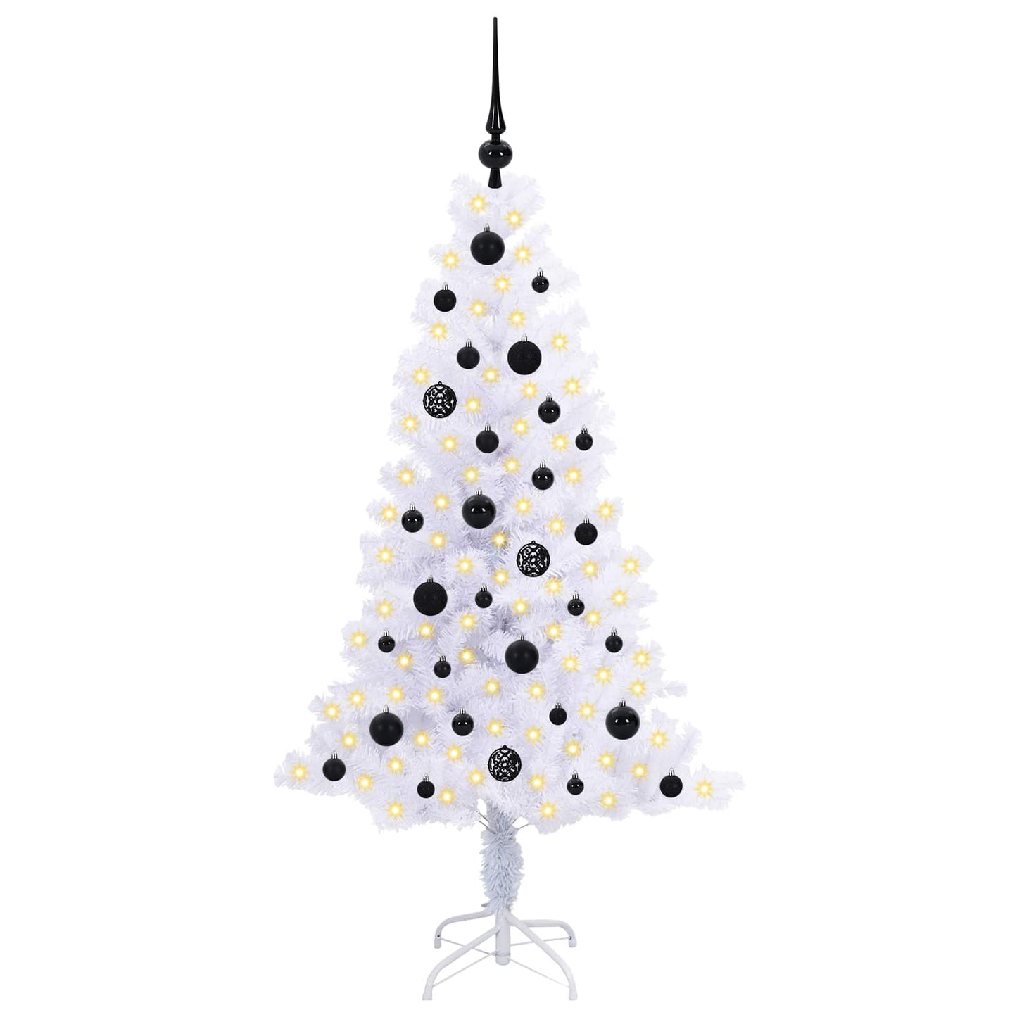 Kunstigt juletræ med 150 LED'er Hvid 150 cm PVC og Stål