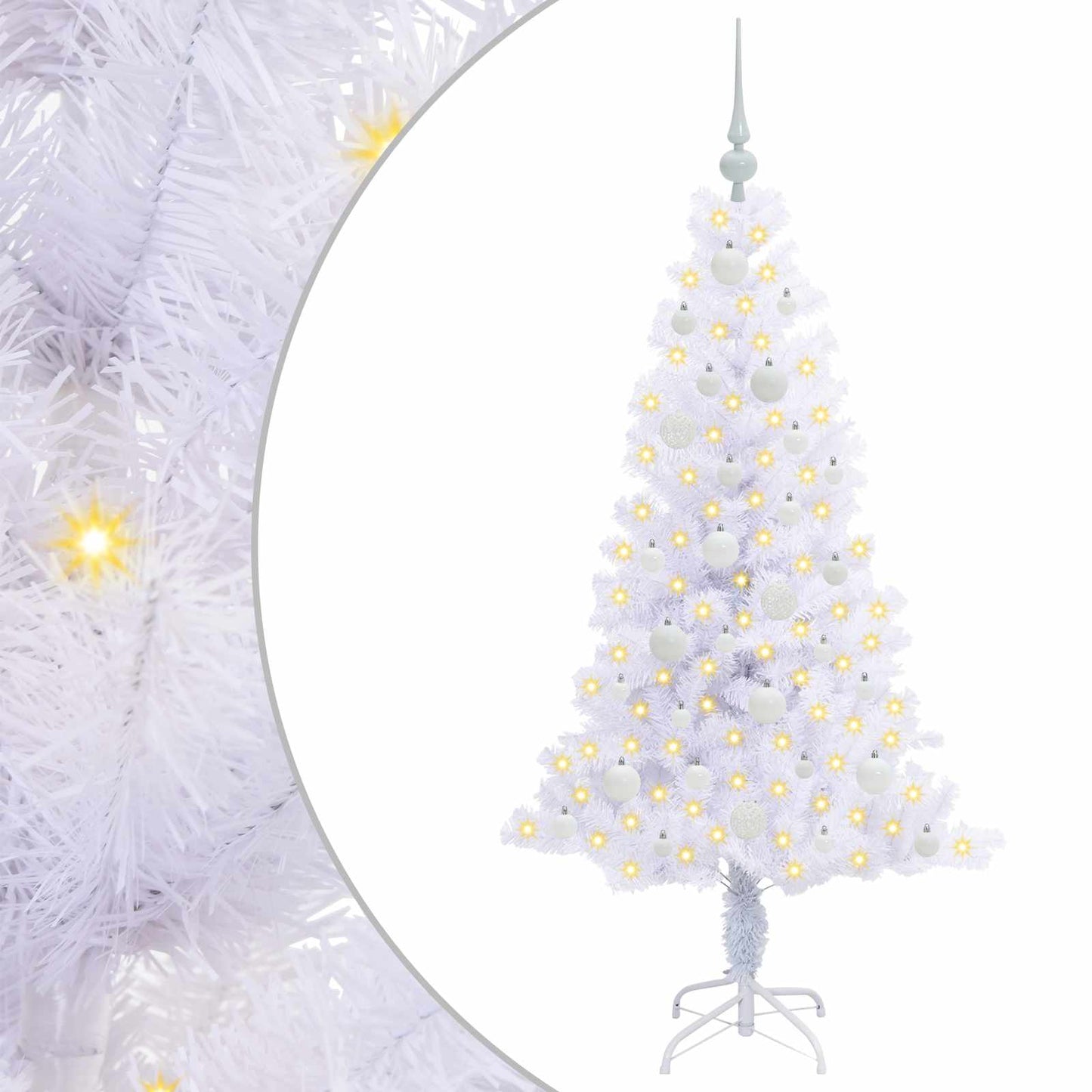 Kunstigt juletræ med 150 LED'er Hvid 150 cm PVC og Stål