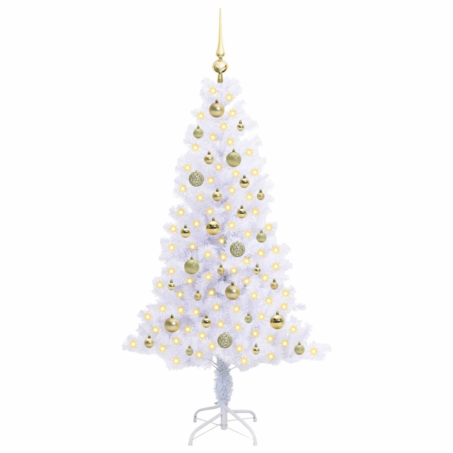 Kunstigt juletræ med 150 LED'er Hvid 150 cm PVC og Stål