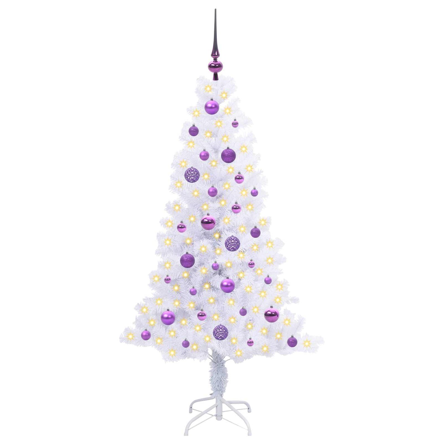 Kunstigt juletræ med 150 LED'er Hvid 150 cm PVC og Stål